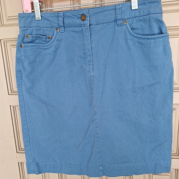 Denim Jones New york  Skirt LDyed t Blue 5Pocket Style Sz8 Straight Knee Length - Picture 1 of 8